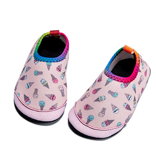 Baby Boys Girls Water Shoes Infant Barefoot Quick -Dry Anti- Slip Aqua Sock for Beach Swim Pool Ice cream/12-18 Months M US Infant