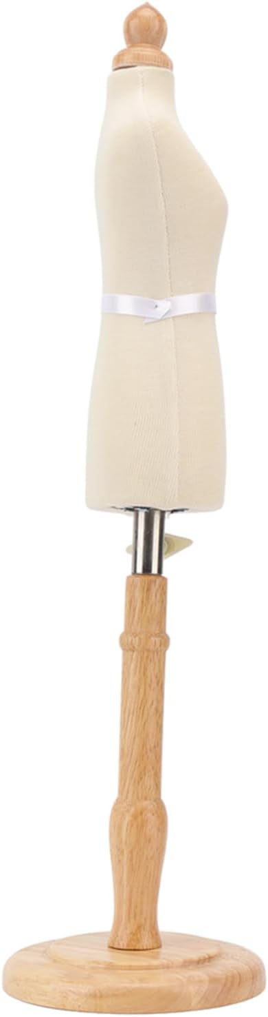 Solinder Wood Dress Form, Mini Doll Dress Form with Nature Wood Color for Fashion Designers, Durable and Easy to Assemble Mini Tailor for Clothing Display, Sturdy and Portabl