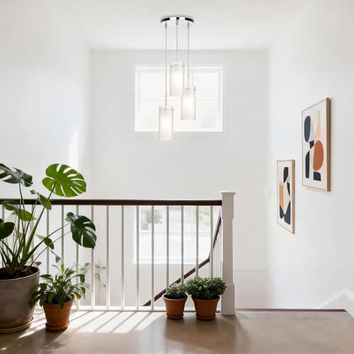 XiNBEi Lighting 3 Light Cluster Pendant Lights Kitchen Dual Glass Chrome by XiNBEi Lighting - Used condition - Image 5