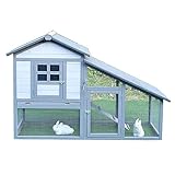 Dimensions : 152 cm (L) x 66 cm (l) x 100 cm (H). Cette niche peut servir de clapier à lapins ou de poulailler, mais elle est également idéale pour les lapins, les pintades, les canards, les cochons d'Inde, les écureuils ou autres petits animaux. Les portes d'entrée faciles d'accès avec verrous coulissants créent un espace sécurisé pour permettre à vos animaux d'entrer et de sortir facilement.