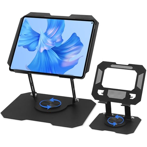 KATLKIU Soporte para tableta, 2 unidades, soporte ajustable giratorio de 360°, soporte plegable para iPad y laptop para escritorio, soporte para monitor portátil, soporte para Kindle