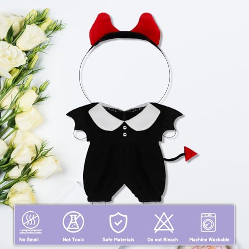 Halloween Red Devil Costume Clothes Set with Horn Headband for 15-17cm (4 Inch) Blind Box Dolls — view 2