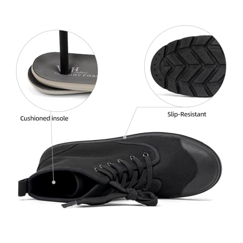 VJH confort Women's High Top Canvas Sneakers Lace Up Casual Walking Shoes with Reinforced Toe Cap3