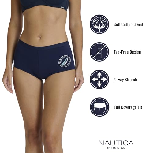 Image of Nautica Women's Cotton Boyshort Underwear Set, 5-Pack