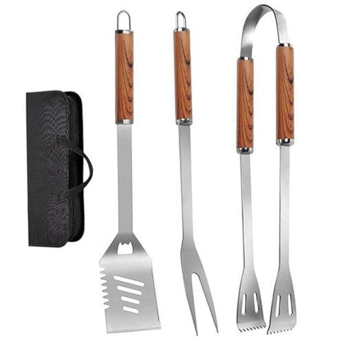 Set de utensilios para parrilla 4 piezas acero inoxidable miniatura 1