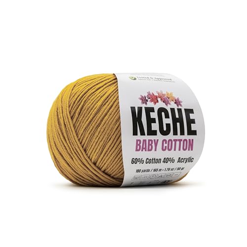 Image of Keche Baby Cotton, 60% Cotton 40% Acrylic Yarn, Soft Cotton Yarn for Crochet and Knitting, Amigurumi Yarn 1 Skein /Ball 1.76 Oz (50g) / 180 Yrds (165m) - Mustard