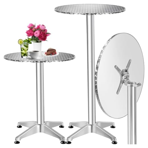 TecTake® Table Haute Mange Debout Table Bistrot Table de Bar Ronde Pliable Aluminium Hauteur réglable 75 ou 115 cm Ø 60cm Meuble Exterieur pour Reception Mariage Anniversaire Fête de Jardin