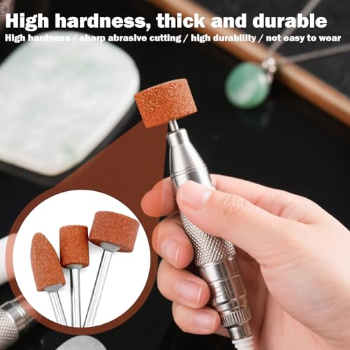 42 Stück Korund Schleifspitze Set, 1/8 Zoll Schaftgröße,Stein Schleifen Polierkopf,Schleifscheibenkopf,Zur Verwendung Auf Edelsteinen, Glas, Metall Und Holz Für Schleifen, Polieren, Entgraten