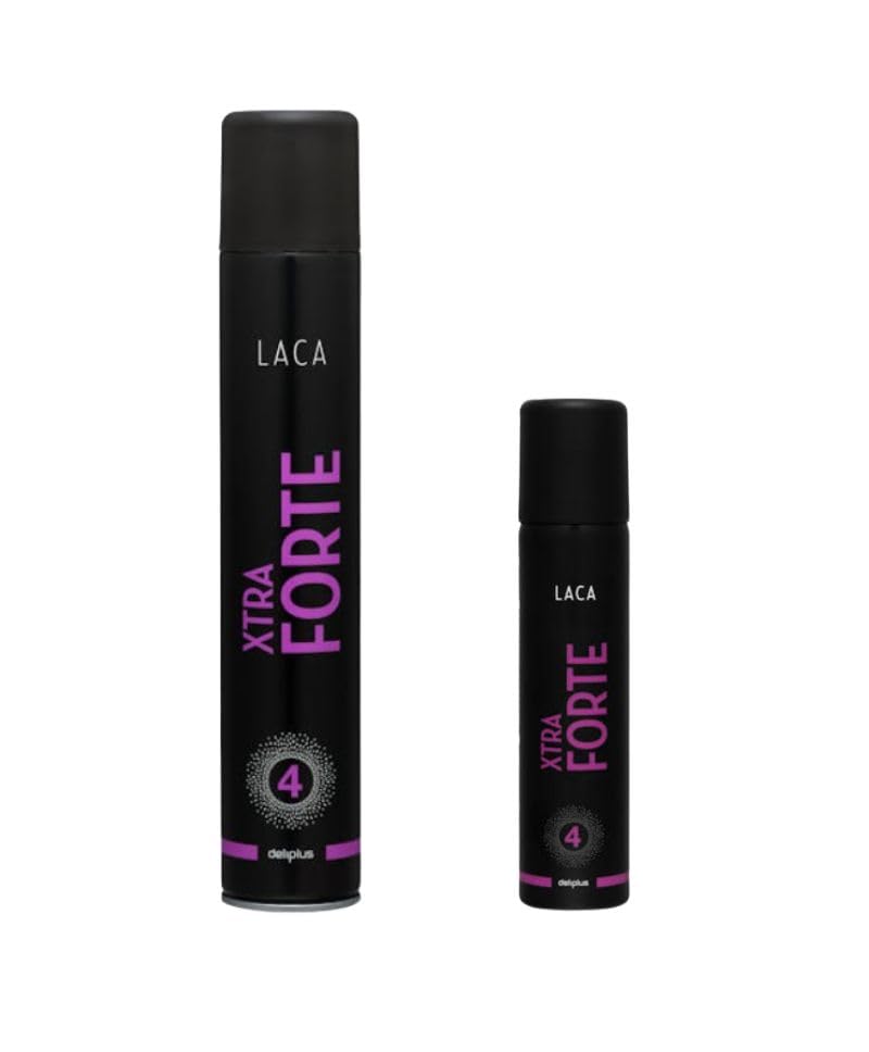 LACA Xtra Forte Pack de Viaje y Hogar, Laca Fijación Fuerte Nivel 4, 75 ml + 400 ml, 2 Unidades