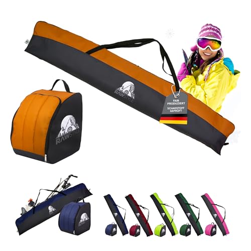 Sac de ski imperméable housse chaussures de ski combiné noir orange 160 cm