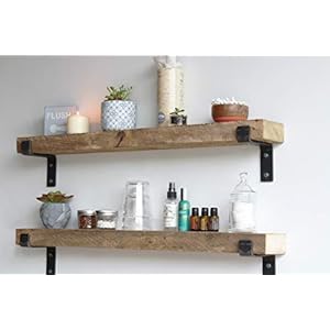 Urban legacy accent shelves reclaimed barn plank set of 2 with full brackets natural 36x 45x 2  urban country home decor