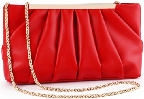 Image of Clutch Purse Dressy Pleated Formal Evening Bag Simple Classy Handbag for Women