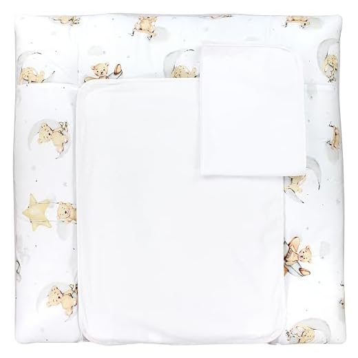 TupTam Wickelauflage mit 2 wasserfesten Frotteebezügen – weich gepolstert & hautfreundlich MAR02579, Farbe: Bärchen Kaninchen Grau/Beige, Größe: 76 x 76 cm