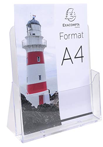 Exacompta 74058D 10er Pack Tischprospekthalter Exacyrl für DIN A4 aus robustem Acryl gefertigt aus einem Guss kristall ideal für Schreibtisch und Büro Verkaufsbüro Flyerhalter