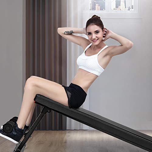 【3-7 Days Delivery】Flat Utility 600Lbs Foldable Capacity Weight Bench, 45'' Flat Bench Workout Utility Bench Capacity Sit Up Bench Weight Training and Abdominal Training Folding Bench Price Cut $8 (A)