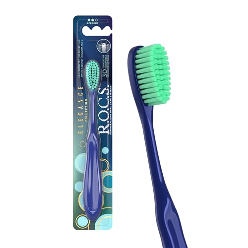 R.O.C.S. Spazzolino da denti Elegance - Resistenza media - Impugnatura comoda - Design colorato (il colore non può essere selezionato)