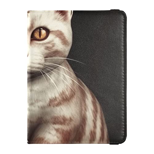 Funda de cuero para pasaporte con ilustración de astronauta de gato del Día de la Independencia, funda para pasaporte y tarjeta de vacunación, combo con funda para pasaporte con bloqueo RFID,