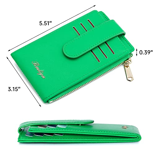 Image of Badiya Slim Women Wallet RFID Blocking Bifold Compact 9 Card Slots Holder Wallets Soft Leather with Zipper Coin Pocket 2 ID Window