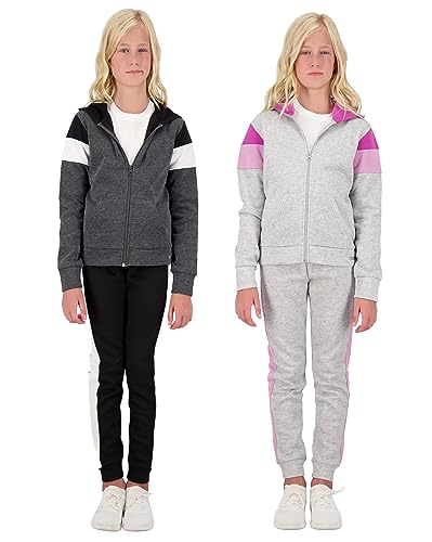 Hind Girls Jogger Sets 4 Piece Active Fleece Hoodies and Joggers Sweatpants for Girls Athletics