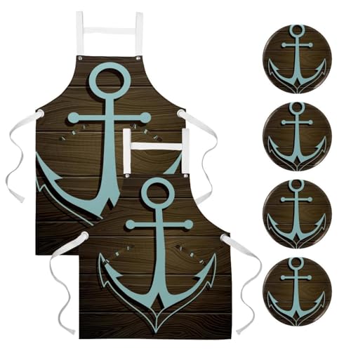 Tablier de serveuse ancre nautique pour restaurant et nettoyage maison