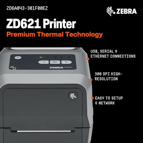 Image of Zebra ZD621 Thermal Transfer Shipping Label Printer | 4x6 | No Ink Required
