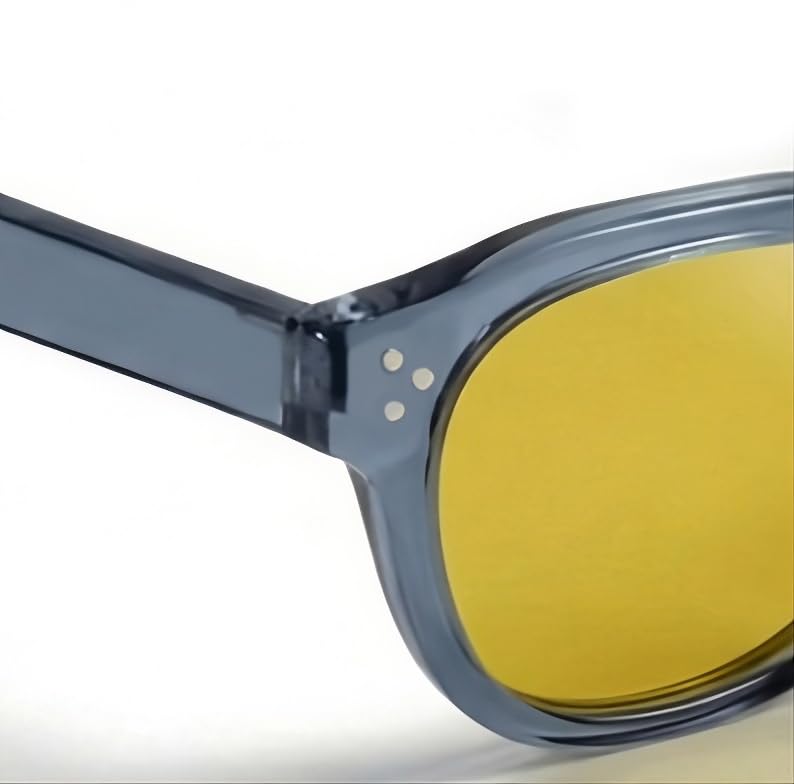 Image of Night Driving Sunglasses, HD Vision, UV Protected, Transparent Bluish Grey, Round Frame, Anti Glare, for Bike Riding and Car Driving