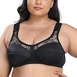 HongXINGDd Damen Lace Plus Size Full Coverage Soft Cup Comfort BH Black 120C