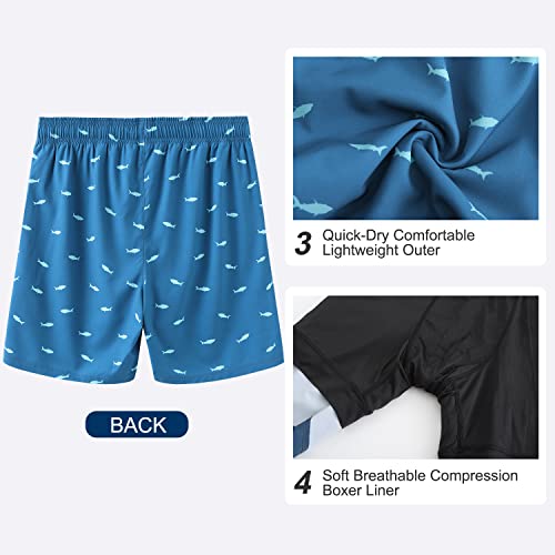 Image of HODOSPORTS Mens 7 inch Swim Trunks with Compression Liner S-6XL Quick Dry Swimming Shorts Zipper Pockets Swimsuits