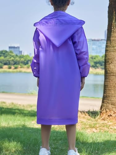 Boolavard 2 Pack Boys Girls Rain Poncho, Reusable Waterproof Hooded Raincoats EVA Rain Ponchos For Outdoor Activities3