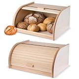 KADAX Portapane in Legno, Contenitore per Pane con Coperchio Scorrevole e Grande Capacità,...