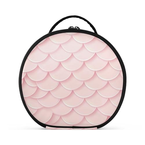 Takiito Mermaid Pink Scales Travel Makeup Case Portable Makeup Box Artist Cosmetic Case Organizer With Adjustable Dividers