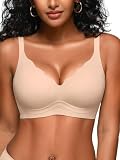 Cuteio Jelly-BH Damen ohne Bügel S-2XL,Nahtloser Push Up Komfort BH mit softem Halt gepolstert V-Ausschnitt Bequem Tshirt Bra, Hautfarbe, M