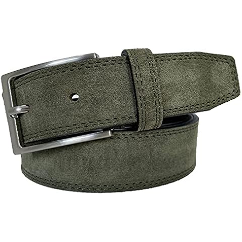 MENS BELT 100% ITALIAN OLIVE GREEN SUEDE 35MM (LARGE 36-38 INCHES) Cover