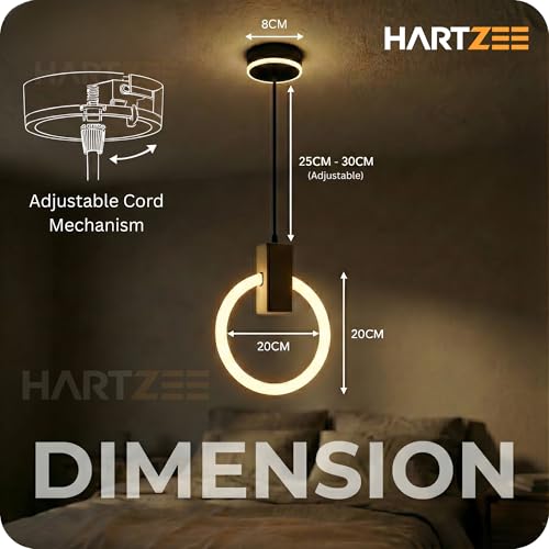 Image of Lunaris Pearl Pro LED Pendant Light | Modern Ring Chandelier Hanging Ceiling Lamp with Wooden Accent for Bedroom, Living Room, Dining Room, Cafe & Office | 3000K Warm White Lighting (1 Pack)