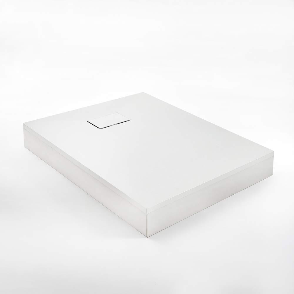 Milano Rasa White Textured Slate Effect Rectangular Shower Tray Corner Riser - 1400 x 800mm