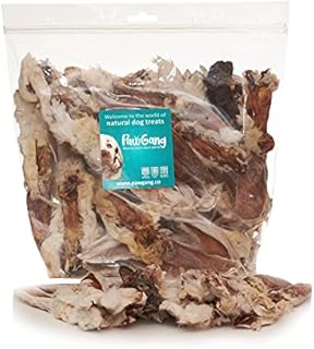PawGang - Rabbit Ears with Fur 500g - 100% Natural EU Sourced Treats for Dogs Puppies Young Adult Old Small Large Dog - Tasty Air Dried Chews - Healthy Hypoallergenic - Low Fat Grain Free - BARF Raw