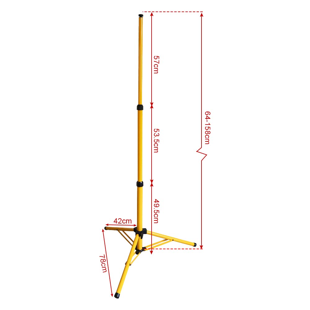 Fiqops Trípode para focos de construcción, trípode telescópico de acero, altura regulable, luz de trabajo, soporte de acero, color: amarillo
