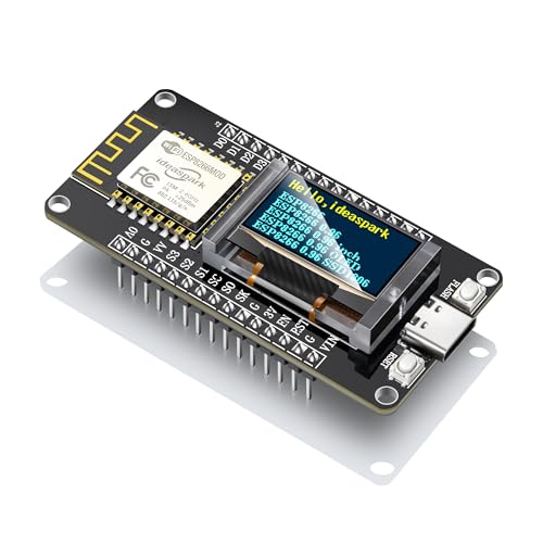 NodeMCU ESP8266 Development Board Integrates 0.96 inch OLED Display with Protector Case CH340 ESP-12E WiFi Wireless Module USB Type-C Works for Arduino Micropython(Solder PIN) (Yellow Blue OLED)