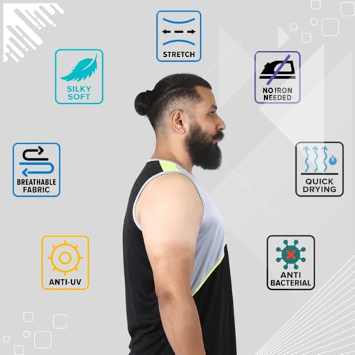 Image of Sleeveless T Shirts for Men - Gym Vest, Sando Tank Top Wear, Workout Baniyan, Stringers Inner Shirt, Bodybuilding Tshirts, Sports Tshirt Vests, Stylish Tanks Tops