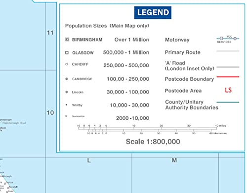 UK Postcode Wall Map - Large Wall Map - 120cm X 83cm - Clearly Shows Postcode, County And District Boundaries, Main Roads, Cities, Towns And Villages (Paper)