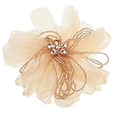 OSALADI Broche de Flores de Tela para Mujer, Alfiler Decorativo Multifuncional en Color Dorado Nube, Broche para Ropa y Vestido, Accesorio Ligero para Ocasiones Obsequios