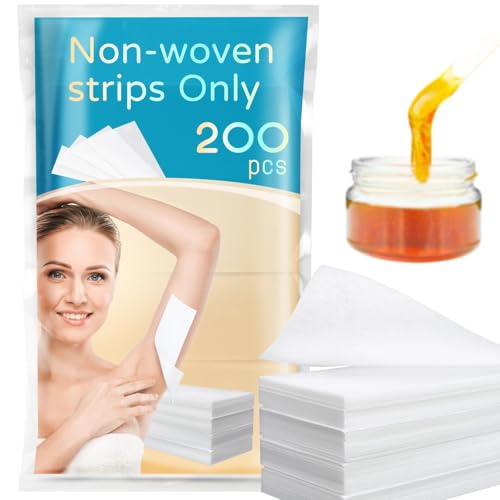 MAQIHAN Non-Woven Hair Removal Strips - 200PCS Soft Honey Wax Strips for Face, Body, Legs and Eyebrows