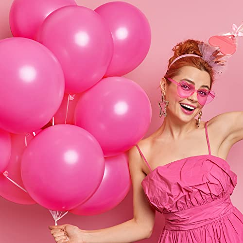 Image of RUBFAC 129pcs Hot Pink Balloons, Latex Magenta Pink Balloon Arch Kit Garland Different Sizes 18 12 10 5 Inch for Birthday Baby Shower Wedding Princess Theme Party Decoration