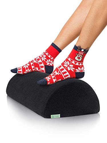 DYNMC You Voetensteun voor Onder Bureau op Kantoor, Scandinavisch Zwart Stevig, Comfortabel Thuis/Op Reis, Voetensteun Bureau, Wasbare Hoes, Antislip Voetenbank met Schommelend Ergonomisch Ontwerp