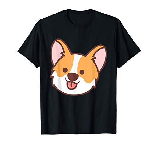 Welsh Corgi Face Kawaii Cartoon Cute Animal Dog Lover Gift Camiseta
