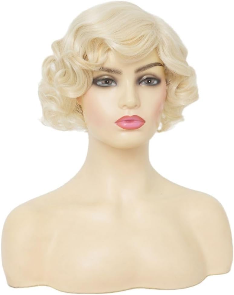 Blonde Finger Wave Wig for Women 1920s Short Curly Synthetic Heat Resistant Vintage Cosplay Costume Hair Wigs - Image 4