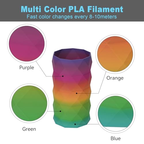 Image of TECSONAR Matte Rainbow PLA 3D Printer Filament, 1KG Spool(2.2lbs) 1.75mm PLA Fast Color Change 3D Printing Material,Gradient Filament for Most FDM 3D Printers, Red Coral