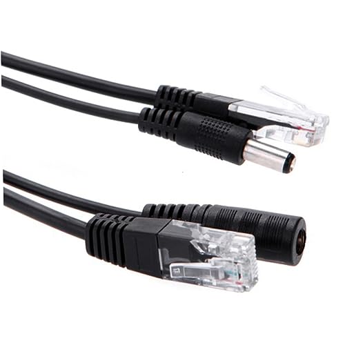 2PCS POE Splitter Adapter Cable de conexión de cobre completo para Ethernet negro Compatible con inyectores POE para redes y oficina en casa miniatura 4