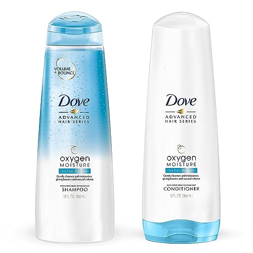 Dove Shampoo and Conditioner Set - Oxygen Moisture Hydrating Shampoo and Conditioner Sulfate-Free, Volumizing Hair Products for Fine Hair, 12 Oz (2 Piece Set)