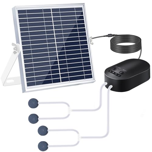 Lewisia Solar Aerator Air Pump Battery with Air Hoses and Bubble Stones Fish Tank Pond Bubble...
